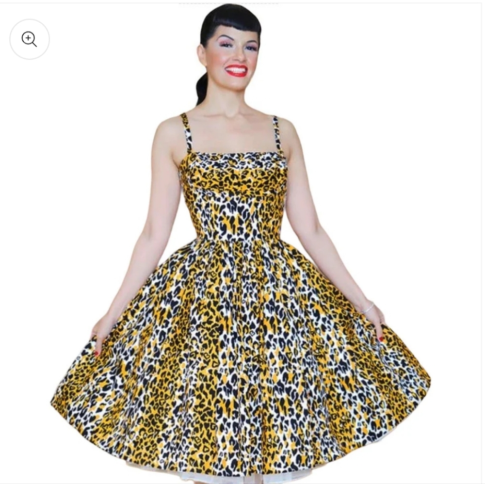Bernie Dexter Leopard Print Paris 50s Swing Dress